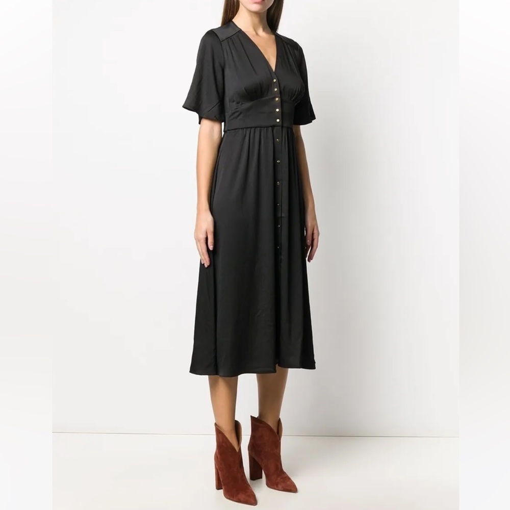 NEVER WORN - Ba&sh black midi Pamela shirt dress, 2 , SHORT SLEEVE